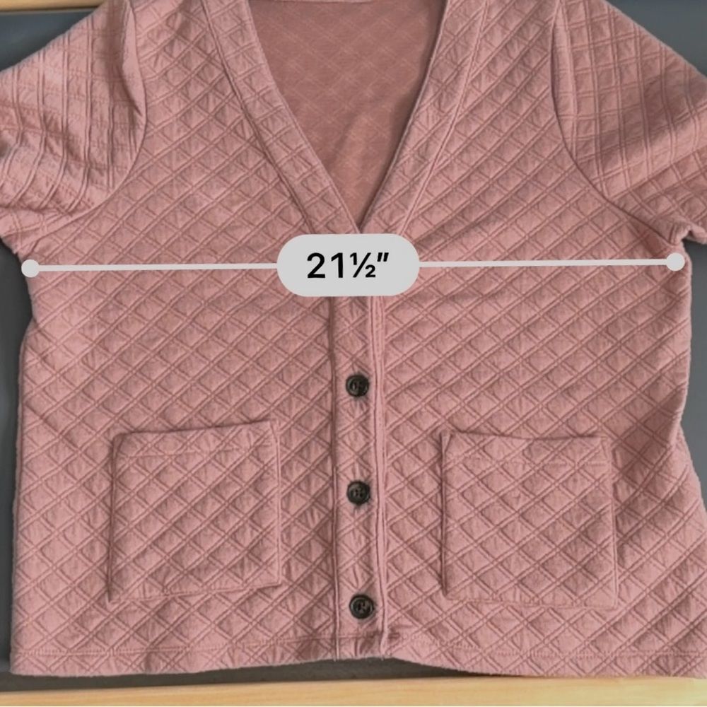 Madewell (Re)sourced Quilted Crop Cardigan Sweatshirt Faded Mauve Size L - Picture 6 of 10